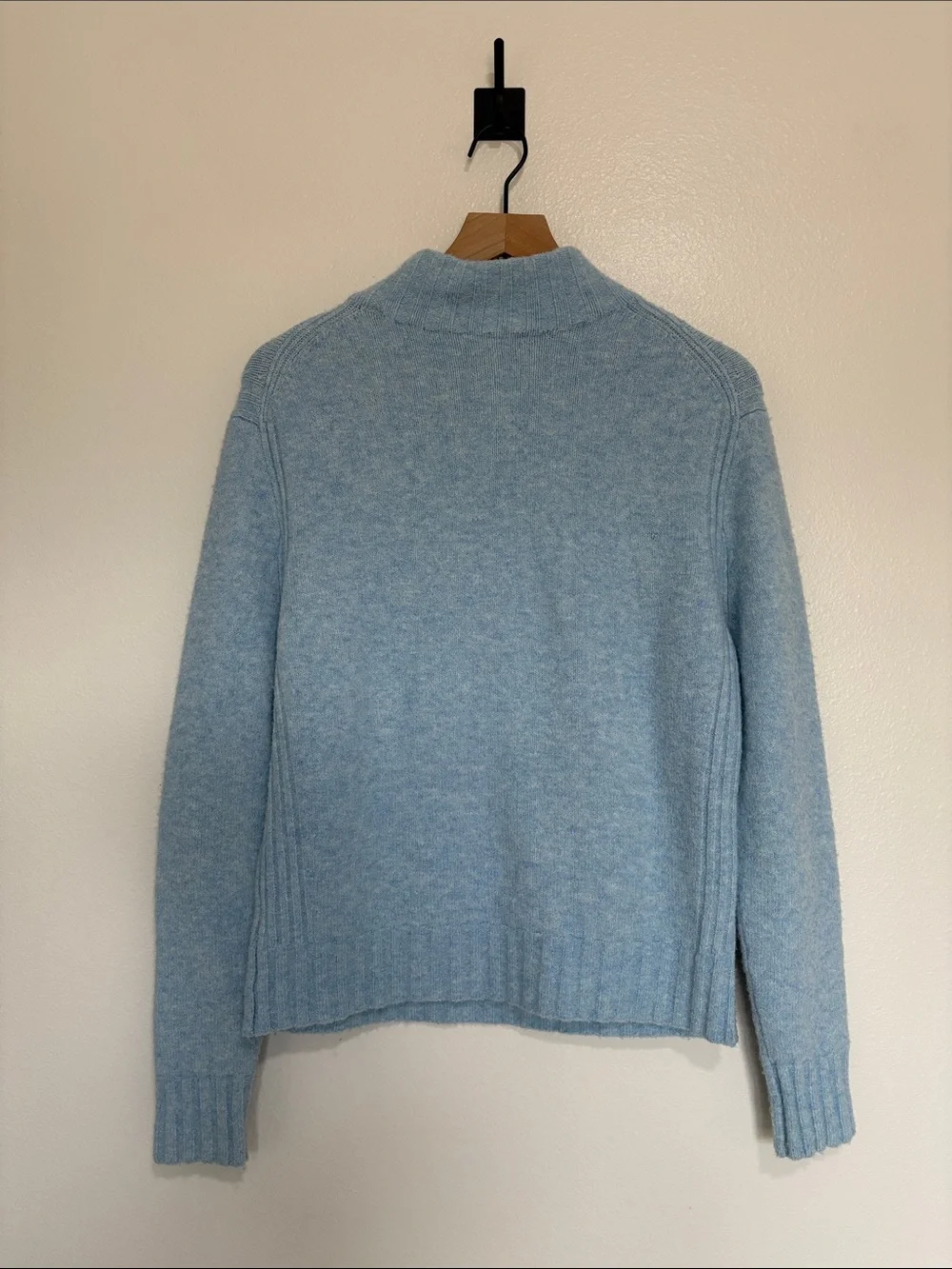 J. Crew Point Sur Mock Neck Chunky Knit Pullover Sweater Minimalist Blue Medium